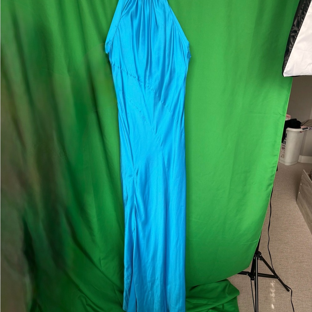 Elegant Blue Halter Gown